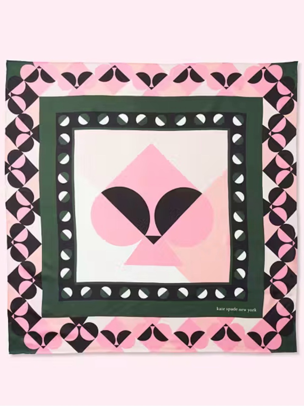 Kate Spade Pink & Green Geometric Silk Scarf NWT
